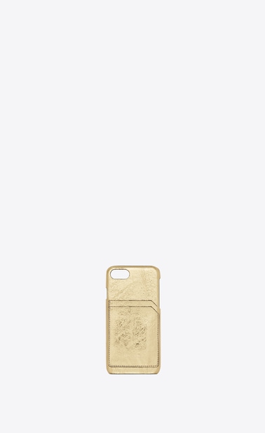 Custodia per iPhone 8 in pelle goffrata lamé dorata